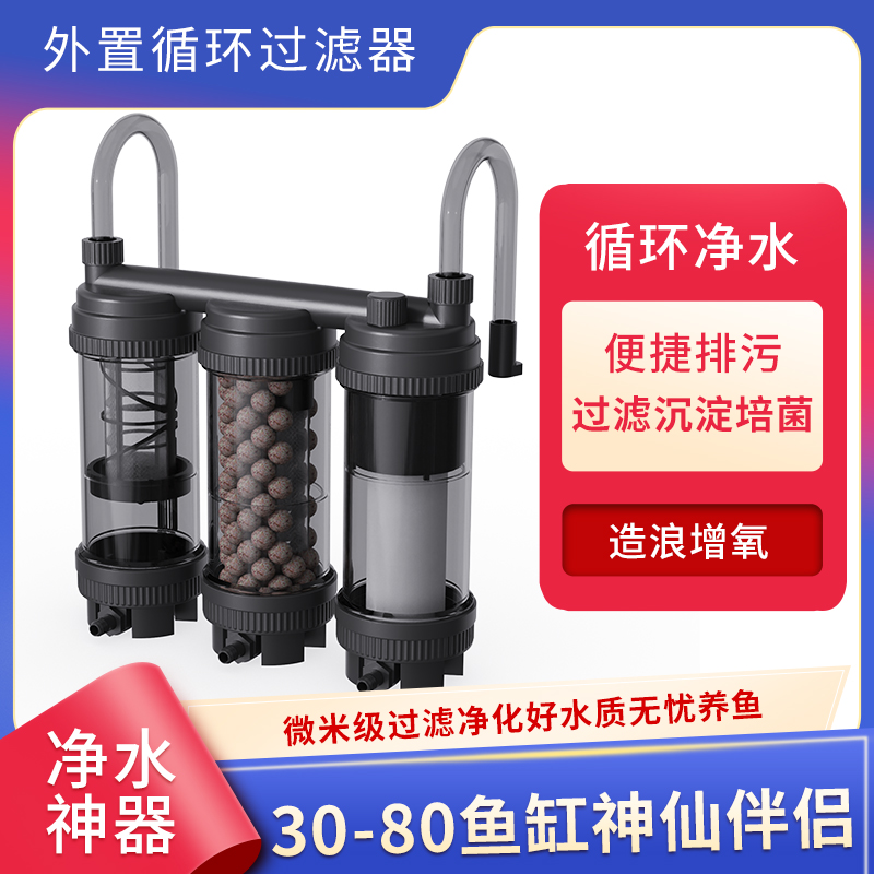 鱼缸过滤器小型制氧过滤一体机净水循环三合一循环水泵壁挂鱼马桶