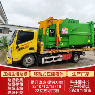 10/12方型移动垃圾压缩箱 密封式压缩中转站 18吨垃圾处理设备