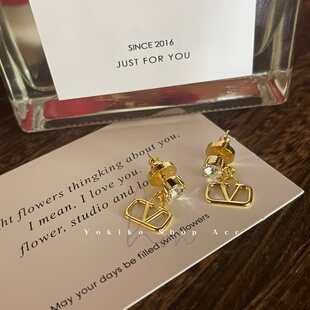 时尚 吊坠耳环 极简风精致百搭镀金明星同款 定制款