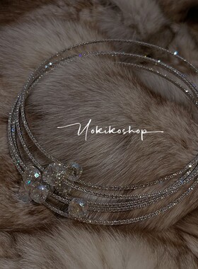 韩国满钻水晶欧美风开口短项链