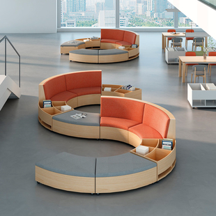 创意办公沙发简约现代公共休闲区会客接待图书阅览室S型书柜组合