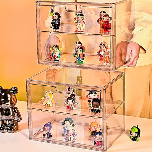 RMAX全透明盲盒收纳盒亚克力泡泡玛特展示盒labubu积木手办展示柜