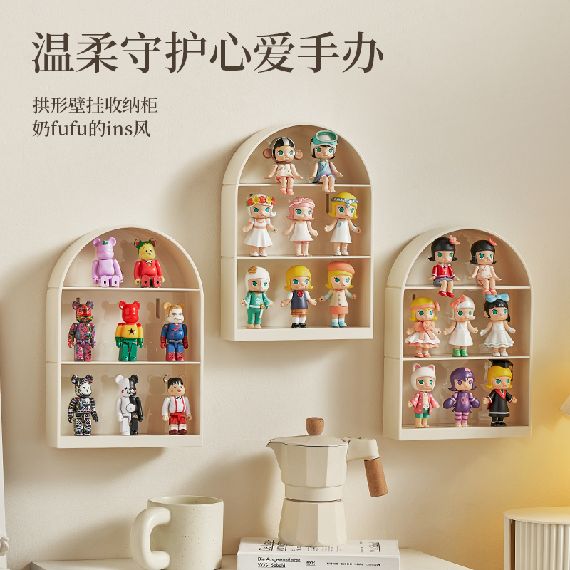 GOTO透明壁挂盲盒收纳展示架labubu免打孔手办展示盒拉布布收纳盒