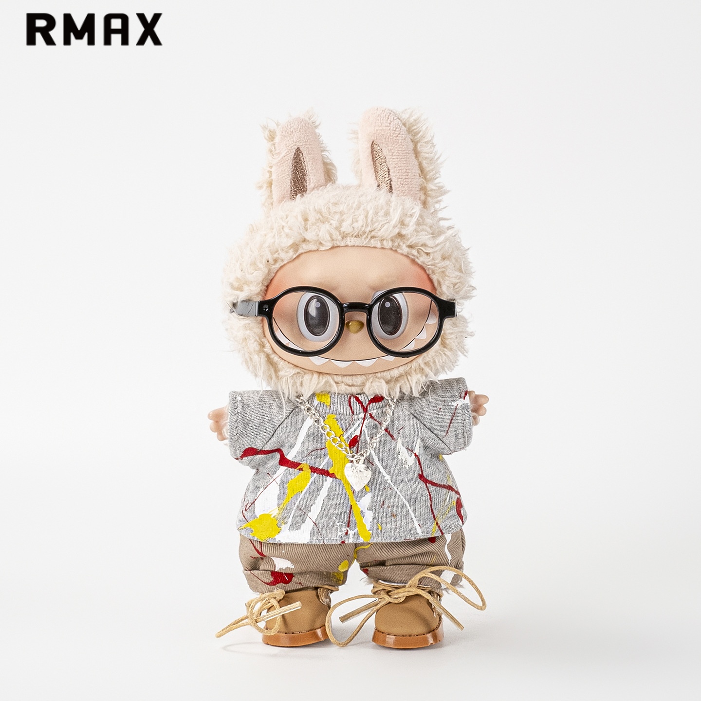 RMAX娃衣适用labubu一二三代搪胶挂件17厘米变装娃衣泼墨短袖套装