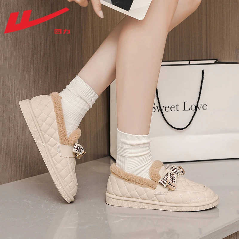 回力毛毛鞋女冬季2025新款加绒一