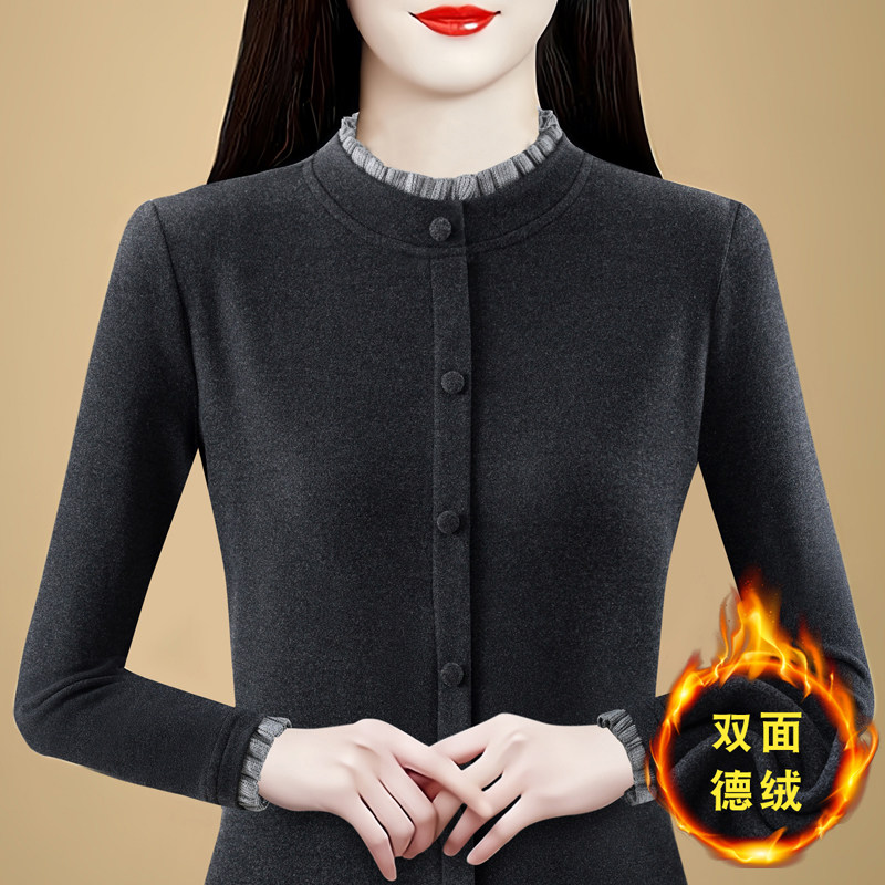 德绒发热保暖内衣女加厚加绒上衣冬新款时尚超舒服内搭高级打底衫