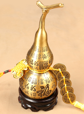 创意百福铜葫芦五帝钱摆件家居装饰挂件开盖吉祥礼物