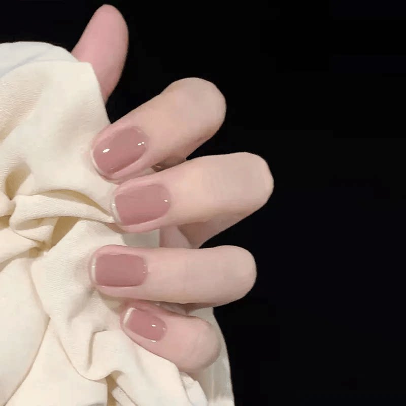 白月光法式裸色纯手工美甲贴片成品秋冬穿戴甲指甲片ins小红书