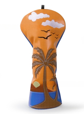 高品橙蓝色拼接椰子树一号木帽套Golf Headcover现货高尔夫球杆套