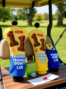 独特刺绣工艺Golf Cover黄蓝色华夫饼高尔夫一号木杆套高尔夫帽套