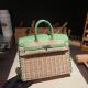 牛油果绿BK铂金包25藤条野餐包竹编拼swift皮女士手提纯手工包