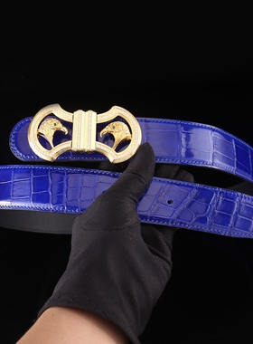 男士蓝色商务风鹰头轻奢皮带