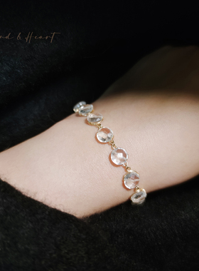 天然白水晶14K包金手链