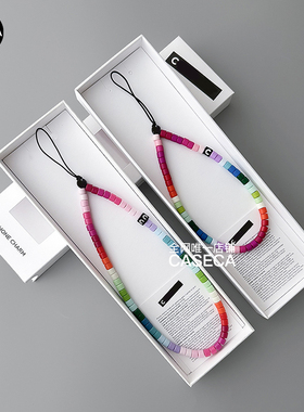 手机链彩虹七彩珠饰杰克斯奶油兔兔kitty黑蝴蝶caseca原版挂绳