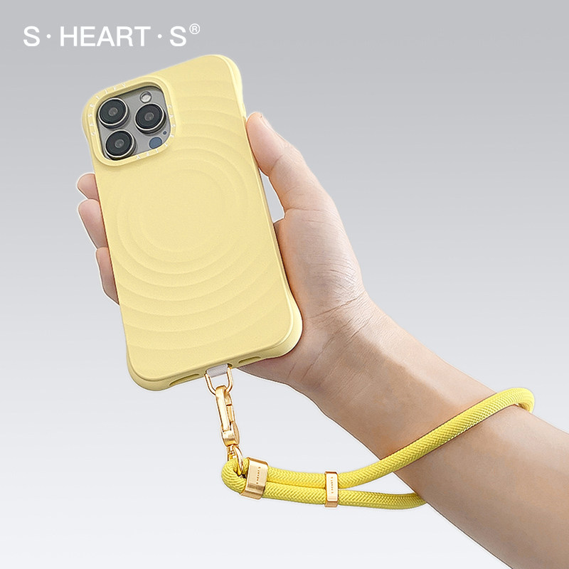 正品手机挂绳手腕S.HEART.S编织短款黑色女高级精致可调节防丢链