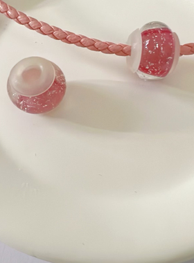 原创3D硬金配珠硅胶粉色琉璃珠diy饰品适用搭配花月佳期黄金散珠