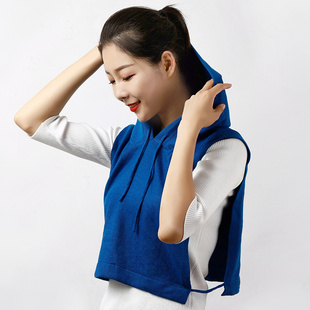 假领子女百搭半高领针织围脖2025新款秋冬高档连帽脖套护颈椎披肩