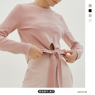 跑步运动T恤女2025 绑带瑜伽服上衣健身运动衣收腰修身 ins新款 长袖