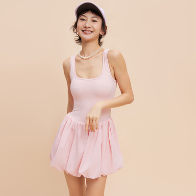 网球裙女连衣裙花苞裙假两件防走