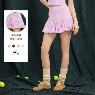 欧美纯色专业网球服网纱跑步打网球运动裙训练服美式 风连衣裙高端