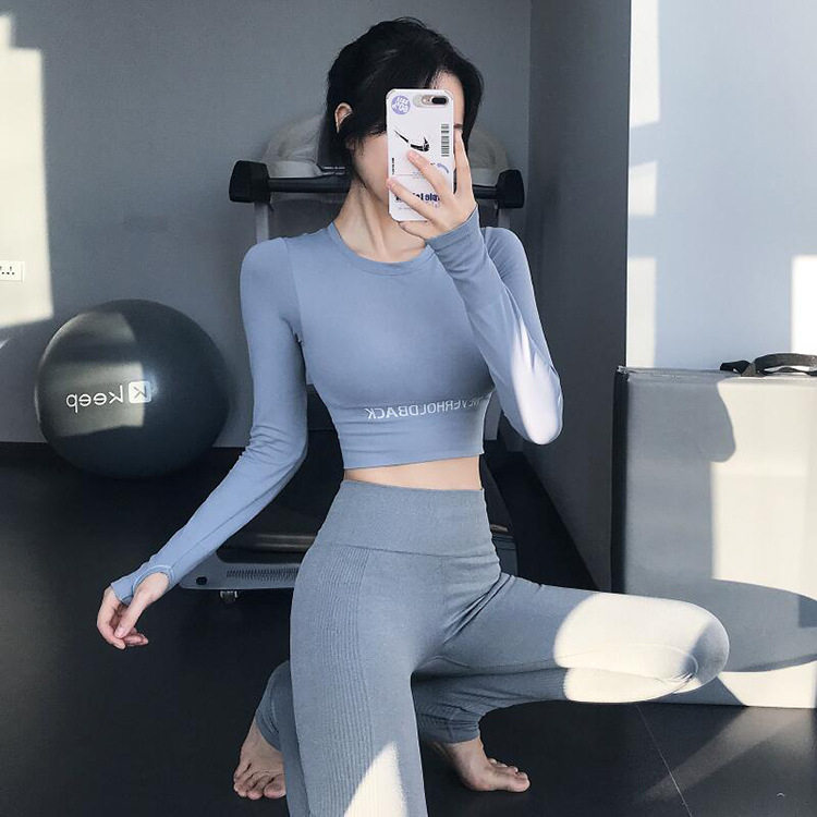 2025含胸垫紧身运动上衣新个性字母显瘦健身长袖弹力快干透气瑜伽,运动/瑜伽/健身/球迷用品,瑜伽套装,淘宝优惠券,粉丝福利购,淘宝优惠卷
