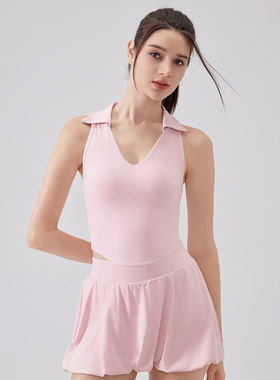 梵心裸感透气翻领美背瑜伽背心健身文胸紧身户外运动跑步健身服