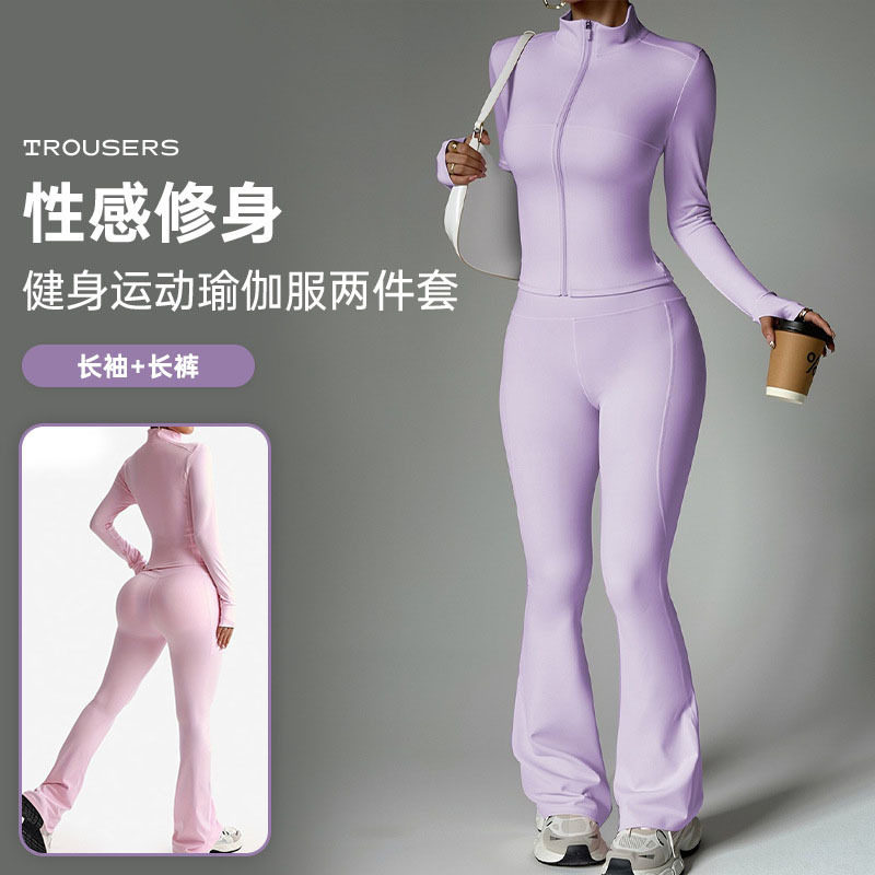 2025跨境裸感套装健身服女式显瘦