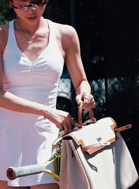 跨境运动健身网球裙套装女 防走光户外速干带胸垫后背镂空运动裙