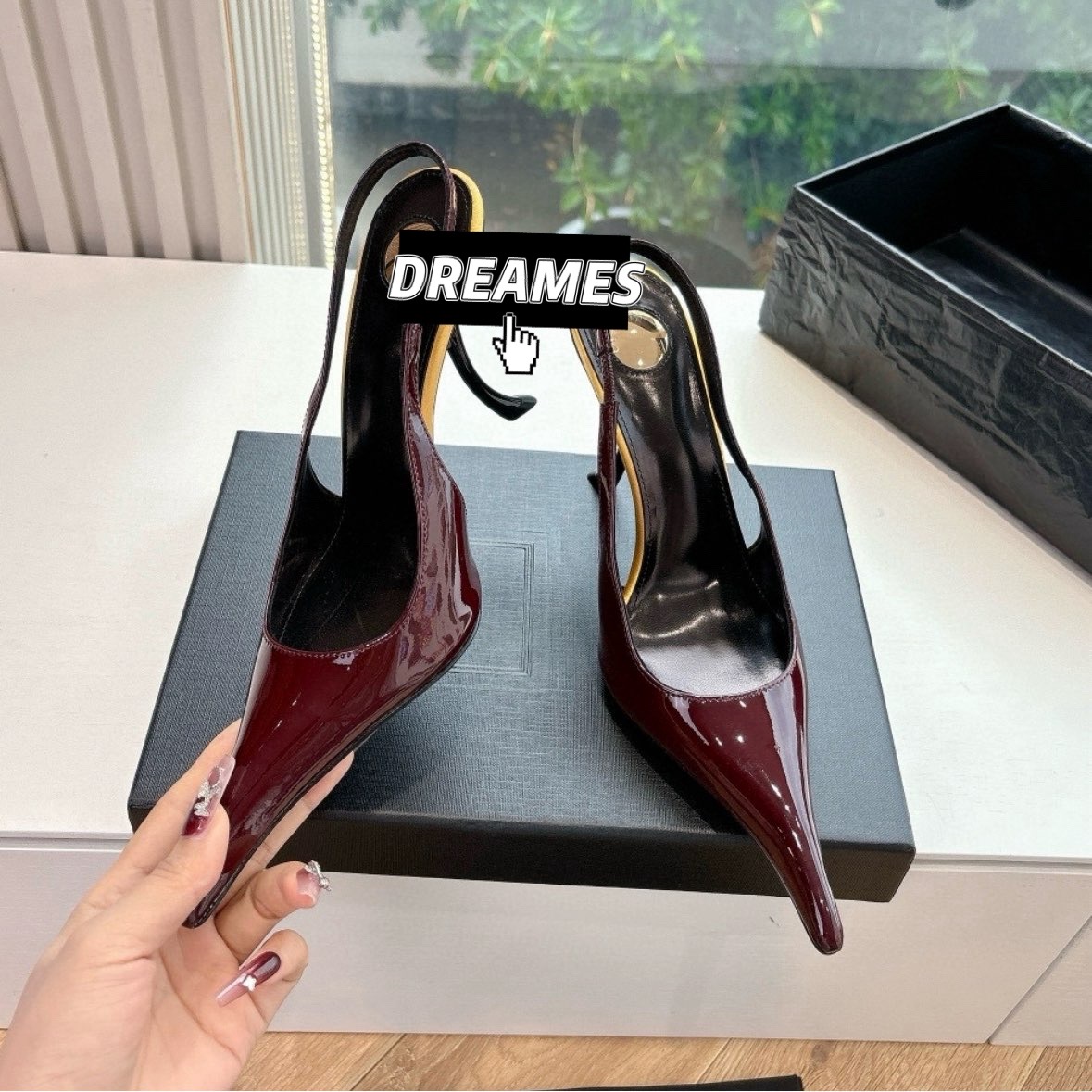 2025新款牛皮尖头细跟高跟鞋女后空凉鞋女鞋女款女鞋漆皮走秀包邮