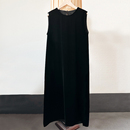 100桑蚕丝丝绒无袖 真丝裙子 连衣裙女圆领宽松显瘦气质休闲时尚