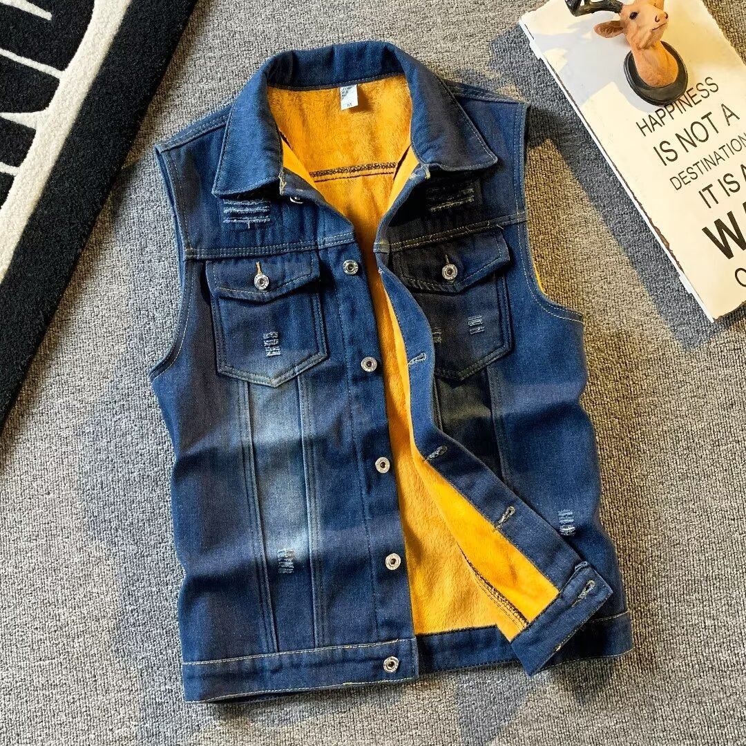 牛仔马甲男秋冬季复古工装潮流休闲保暖男士马夹背心外套加绒坎肩,男装,常规马甲,淘宝优惠券,粉丝福利购,淘宝优惠卷