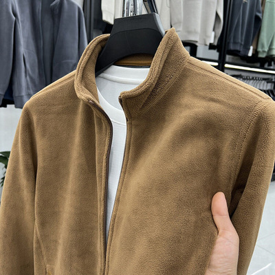 抓绒潮牌加绒加厚开衫卫衣男