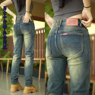 男美式 身小直筒长裤 复古显瘦百搭休闲裤 纯秋季 子男士 黄泥色牛仔裤