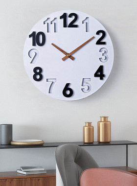 Timess挂钟创意简约钟表客厅静音石英钟表挂墙卧室时钟北欧灰清仓