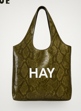 hue25蛇年新款蛇纹大容量HAY字母单肩包托特包腋下包蛇包皮质包