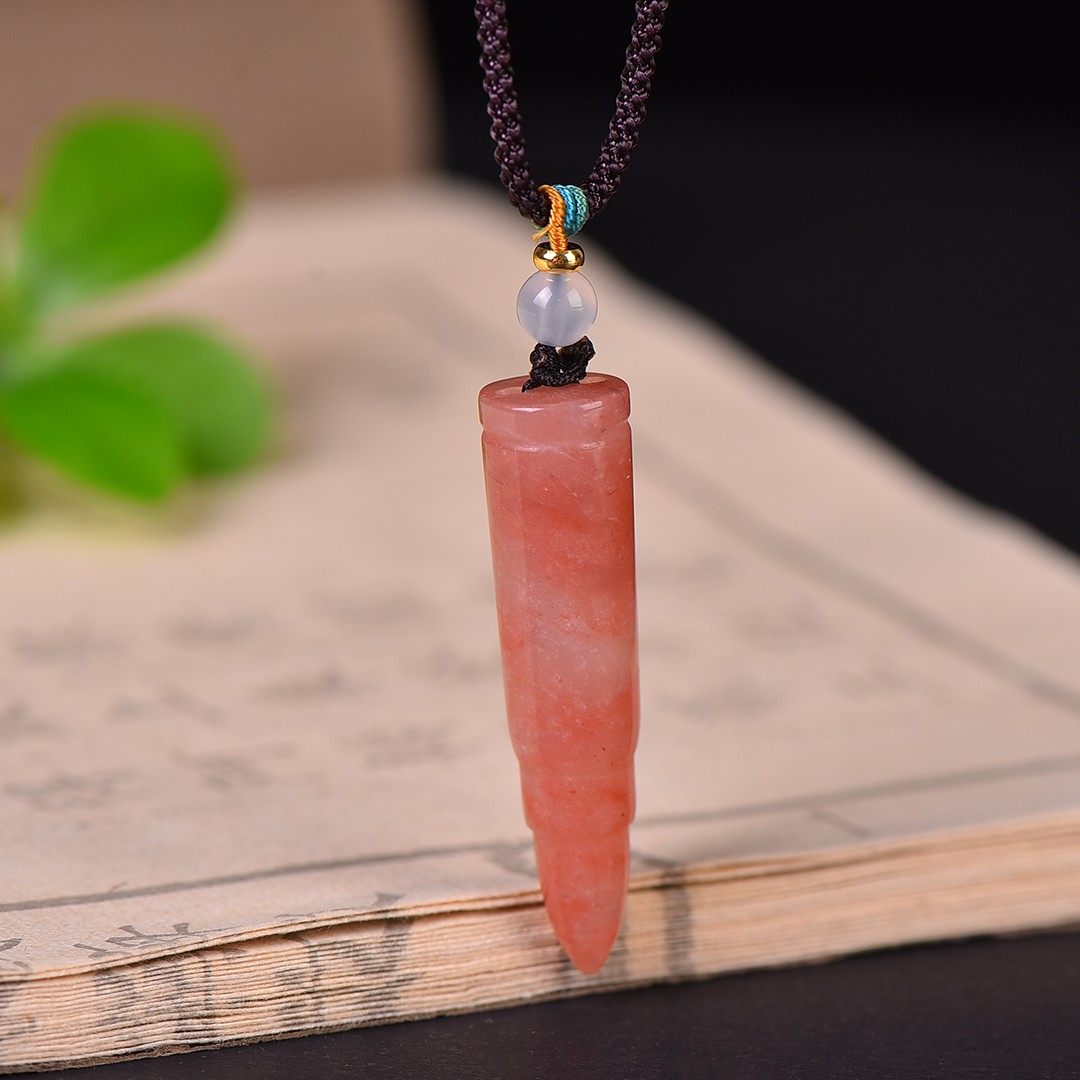 新疆天然桃花酿平安子弹头吊坠金丝玉文昌笔平安扣挂件玉坠项链挂