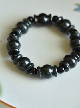 和田青玉手链路路通竹节发财手链