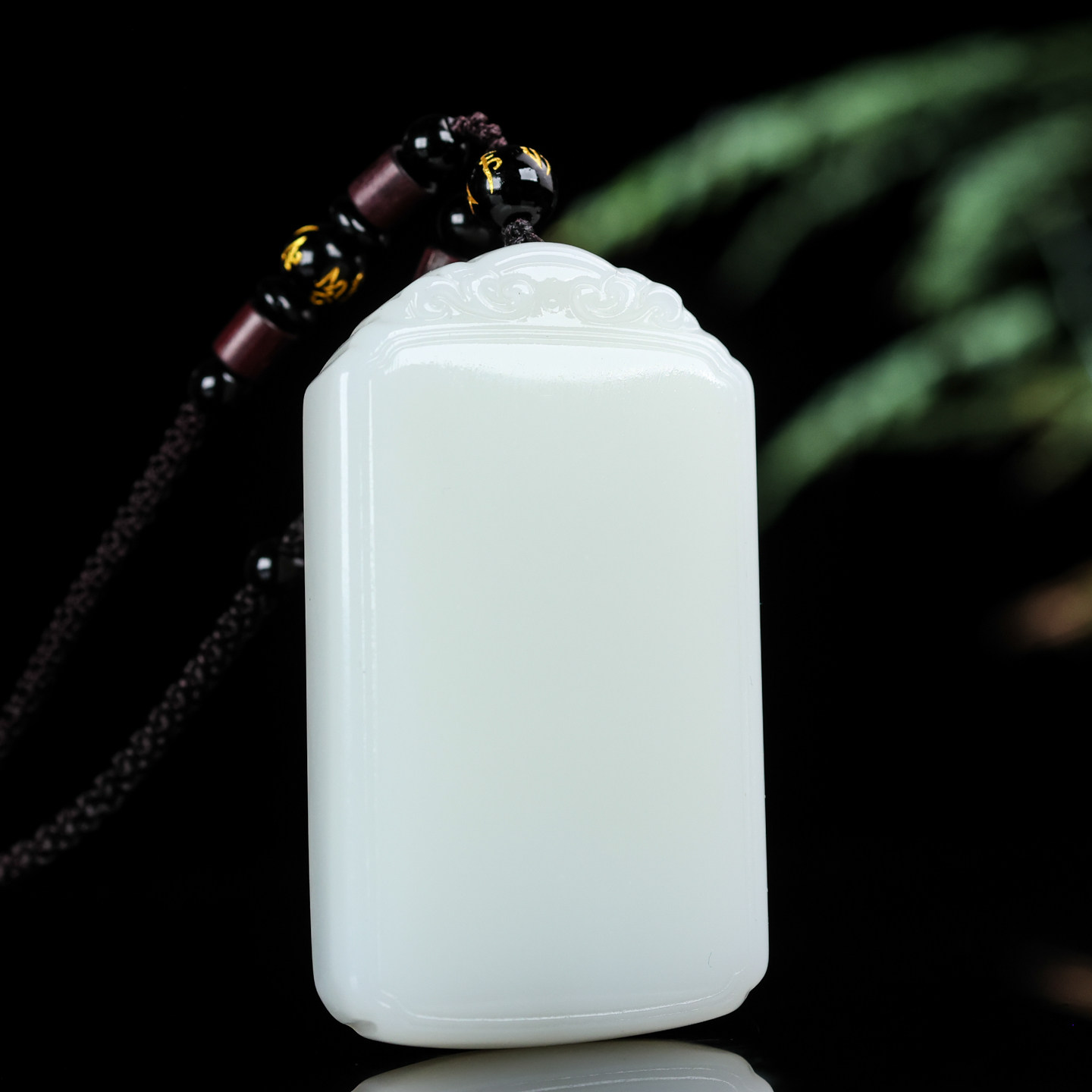 大号新疆和田玉平安无事牌吊坠籽料羊脂白玉挂件项链玉佩玉牌挂坠