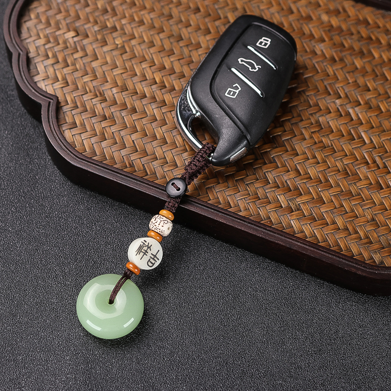 天然玉石平安扣汽车钥匙扣吊坠