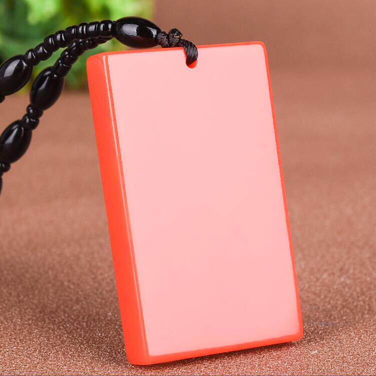 和田玉平安无事牌红玉吊坠男士女款金丝玉器玉石玉佩玉坠玉牌挂件