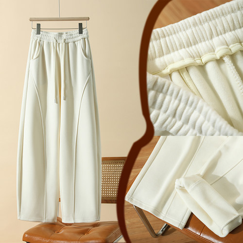 加绒裤子2025新款今年流行爆款大码羊毛白色弯刀裤女休闲显瘦长裤