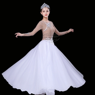 新款蒙古族额尔古纳河同款表演服飘逸大裙摆民族舞蹈演出服装定制