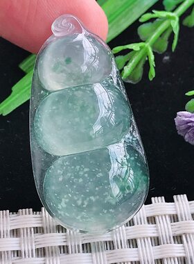 实拍39.6/20.5/6.8老坑冰种起胶冰晴木那雪花棉四季豆挂件玉吊坠