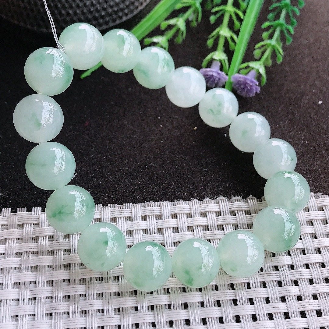 实拍A货翡翠12.1/17颗老坑冰胶果冻冰飘花圆珠手链玉珠手串男款女,珠宝/钻石/翡翠,手链/手串,淘宝优惠券,粉丝福利购,淘宝优惠卷