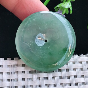 6.1老坑冰胶果冻冰飘花平安扣吊坠翡翠挂件 实拍A货翡翠34.3