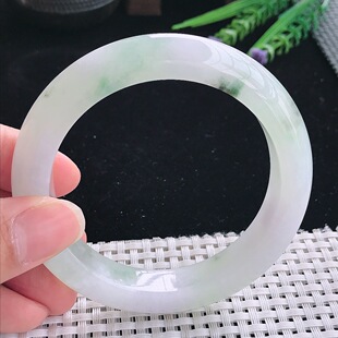 实拍A货翡翠60 10老坑冰胶水灵冰飘花手镯玉镯手环 12.8