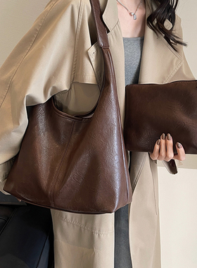 美拉德包包女式2025新款潮高级感单肩包大容量托特包流行通勤大包