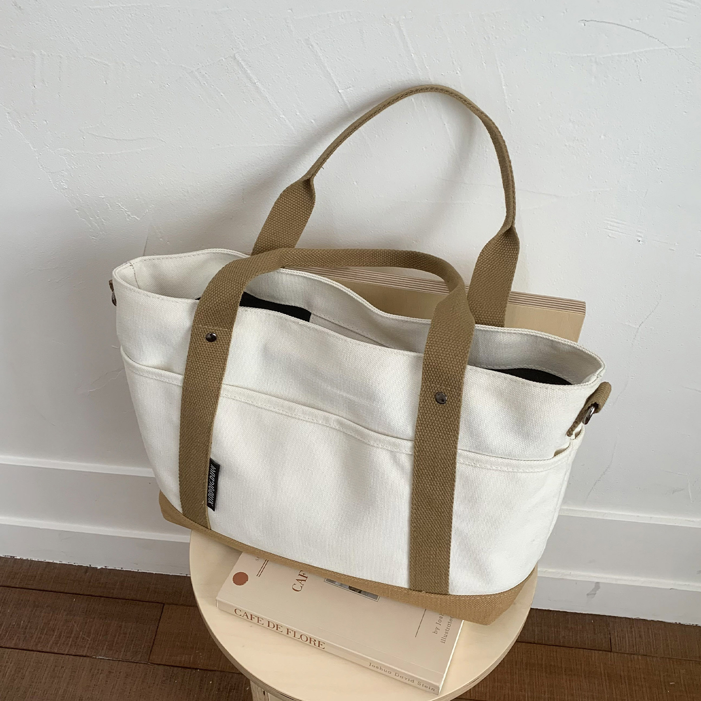 帆布包包女式2025新款好看大学生上课通勤托特包大容量单肩斜挎包