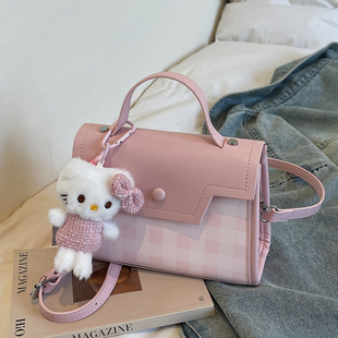 超火上班小拎包高级感单肩斜挎小方包 潮春季 格子包包女款 2026新款