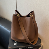 流行单肩斜挎包复古时尚 夏季 水桶包 2025新款 高级感美拉德包包女式